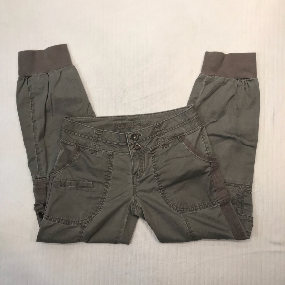 Guess cargo stretch jogger ankle crop olive grey